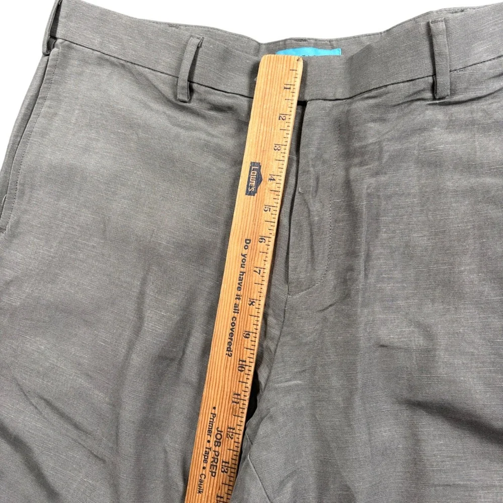 Savane Linen‎ Blend Pants Men 38x28.5 (Tag 38x30) Gray Straight Leg Flat Front